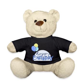 Happy Birthday, Birthday, Balloons, Party - Teddy Bear - black - Front