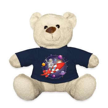 L’astronaute et la fusée rouge dans l’espace - Nounours - bleu marine - Devant