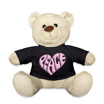 Peace Heart 3d pink - Teddy Bear - black - Front