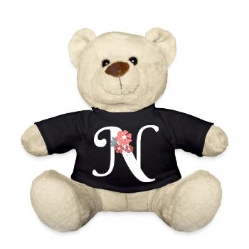 Buchstabe n Minimalistische Blumen - Teddy - Schwarz - Vorne