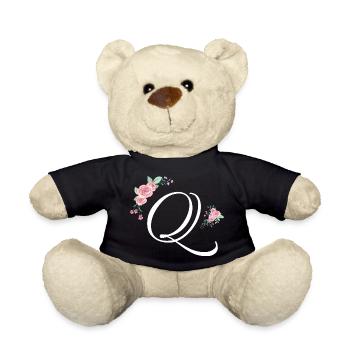Letter q flowers - Teddy Bear - black - Front