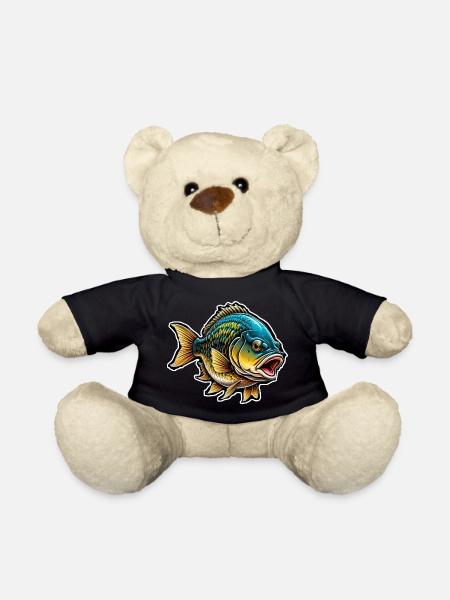 Fish Salmon Sea Lake Ocean Fisherman Fishing Gift - Teddy Bear - black