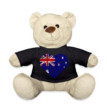 Australische Flagge Herz Design - Teddy - Schwarz - Vorne