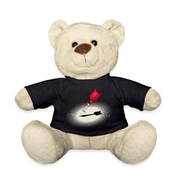Detailliertes Dartpfeil-Motiv in Rot mit Schatten - Teddy - Schwarz - Vorne