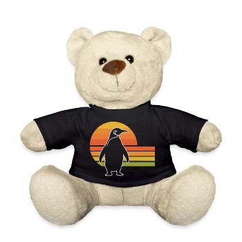 Penguin silhouette sunset design - Teddy Bear - black - Front