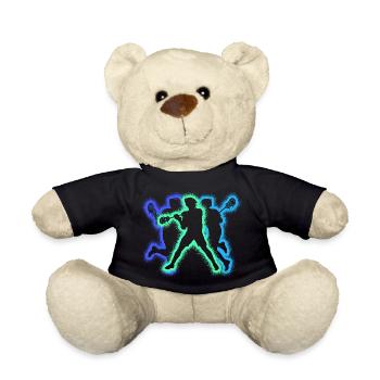 Lacrosse Player Silhouettes Men Lacrosse Boy - Teddy Bear - black - Front