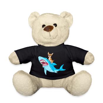 Chien Chihuahua mignon chevauchant un requin féroce - Nounours - noir - Devant