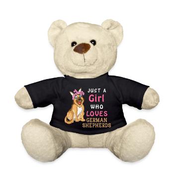 Girl Loves German Shepherd - Teddy Bear - black - Front