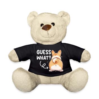 Guess what Corgi Butt saying - Teddy Bear - black - Front