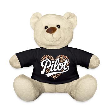 Leopardendesign mit Herz für Pilotinnen - Teddy - Schwarz - Vorne