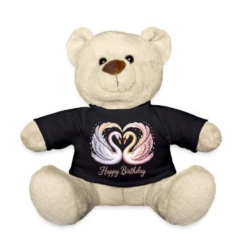 Geburtstags Shirt mit romantischen Schwänen - Teddy - Schwarz - Vorne