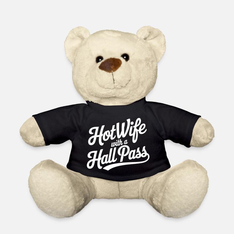 Hot Wife Hall Pass Typography - Teddy Bear - black