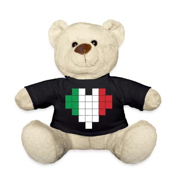 Pixel Heart Italy Flag - Teddy Bear - black - Front