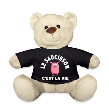 le saucisson c'est la vie humour - Nounours - noir - Devant