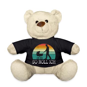 Soon dad SO I ROLL MERRILY - Teddy Bear - black - Front