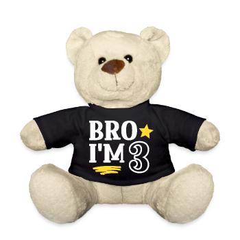 Frère j’ai 3 ans Drôle Cool Anniversaire - Nounours - noir - Devant