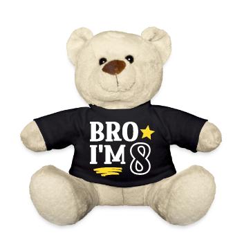 Frère j’ai 8 ans Drôle Cool Anniversaire - Nounours - noir - Devant