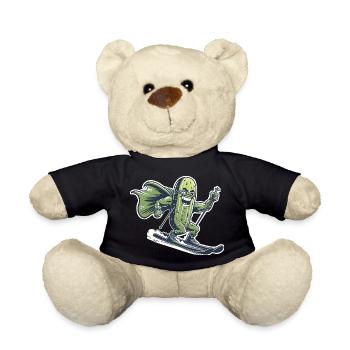 Superheld Gurke Auf Skiern Lustig Ski Humor - Teddy - Schwarz - Vorne
