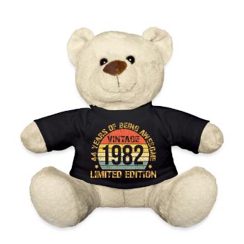 44th Birthday 44 Years Old Man Woman Vintage 1982 - Teddy Bear - black - Front