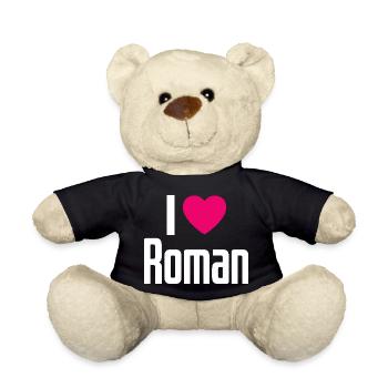 I Love Roman Pinkes Herz Ich liebe Roman - Teddy - Schwarz - Vorne