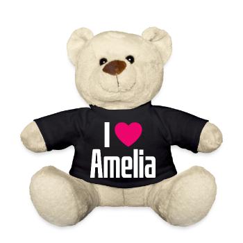I Love Amelia Pinkes Herz Ich liebe Amelia - Teddy - Schwarz - Vorne