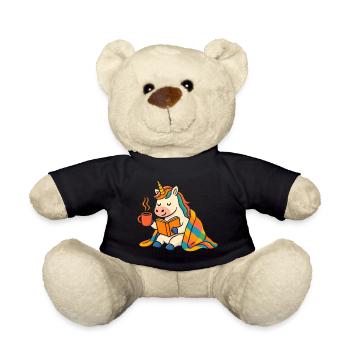 Mignon t-shirt de lecture et de café licorne confortable - Nounours - noir - Devant