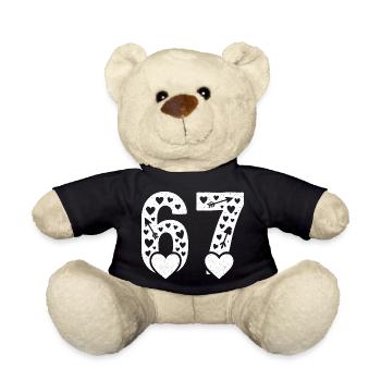 Valentinstag 6-7 Spaß 67 Nummer Valentinstag Sechs - Teddy - Schwarz - Vorne