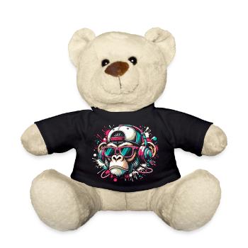 Cooler Affe mit Sonnenbrille und Beats - Teddy - Schwarz - Vorne
