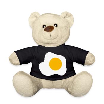 Spiegelei Frühstück Grafik Humor - Teddy - Schwarz - Vorne
