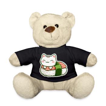 Kawaii Sushi Cat en Roll - Nounours - noir - Devant