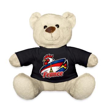 Französischer Hahn mit Eiffelturmflagge - Teddy - Schwarz - Vorne