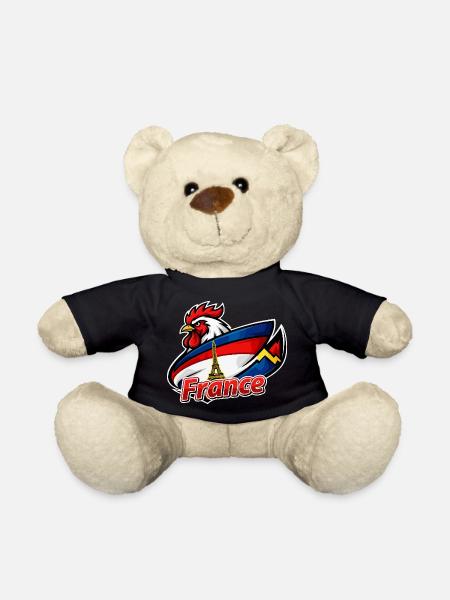 Französischer Hahn mit Eiffelturmflagge - Teddy - Schwarz
