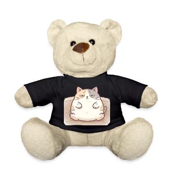 Fluffy fat cat in nursing pose - Teddy Bear - black - Front