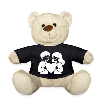 Couple amoureux dans le cœur amoureux - Nounours - noir - Devant