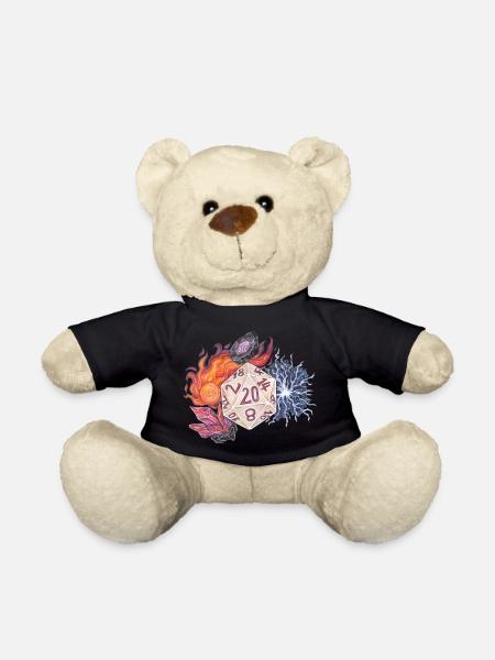 Rollenspiel Tabletop D20 Würfel Geschenk Magier - Teddy - Schwarz