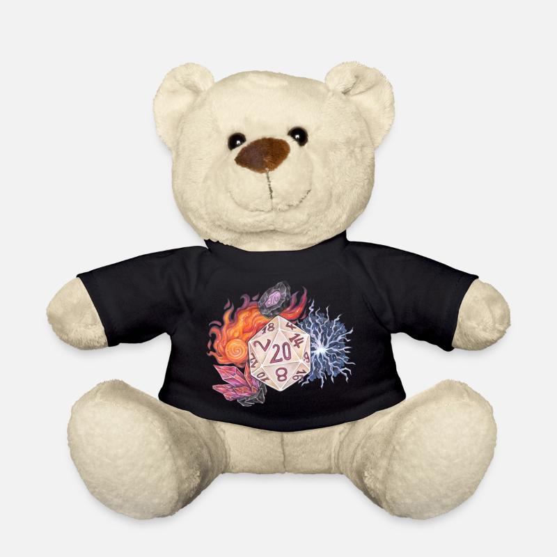 Rollenspiel Tabletop D20 Würfel Geschenk Magier - Teddy - Schwarz