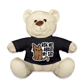 Ask Me About My Cat Katze Haustier Liebe Tierliebe - Teddy - Schwarz - Vorne