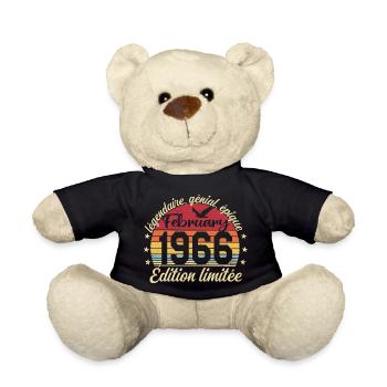 Février 1966 Anniversaire février 1966 Retro 1966 - Nounours - noir - Devant