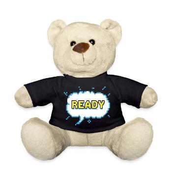 READY Schriftzug im Pixel Comic Look - Teddy - Schwarz - Vorne