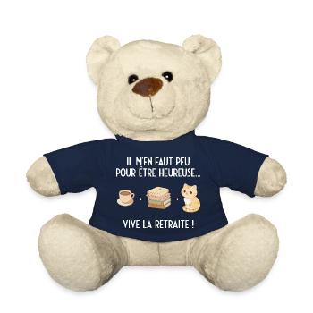 Sweet Retreat (white text) - Teddy Bear - french navy - Front