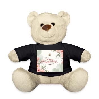 Happy International Womens Day Watercolor - Teddy Bear - black - Front