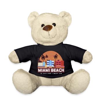 Miami Beach Retro Skyline - Teddy Bear - black - Front