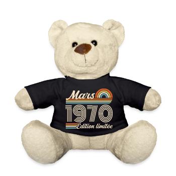 56e Cadeau d’anniversaire - Né en mars 1970 - Nounours - noir - Devant