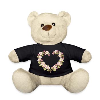 Frühlingsmotiv Apfelblüten Herzrahmen - Teddy - Schwarz - Vorne