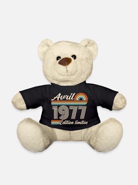 April 1977 Retro Birthday 1977 April 1977 - Teddy Bear - black