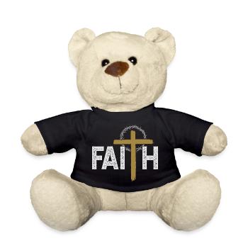 Faith Cross Crown Christian Grunge Style Design - Teddy - Schwarz - Vorne