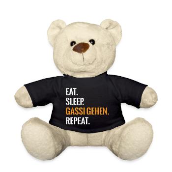 Hundefans Essen Schlafen Gassi Gehen Repeat - Teddy - Schwarz - Vorne
