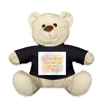 Lebe Jeden Moment Lache Jeden Tag - Teddy - Schwarz - Vorne