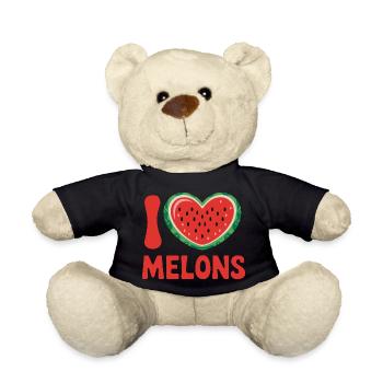 J’adore Melons Cœur Pastèque Fun d’été - Nounours - noir - Devant
