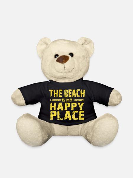 The beach is my happy place - Teddy Bear - black